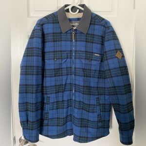 Eddie Bauer Faux Shearling Lined Flannel Plaid Shirt Jacket Size Medium Shacket